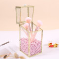 Geometric Glass Makeup Brush Box Holder Jewelry Box